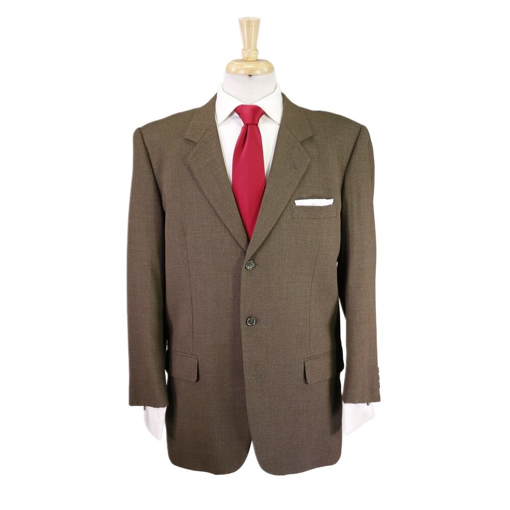 Gianni Versace Vintage Brown Gold Tweed Woven 3-Btn Wool Suit 38R